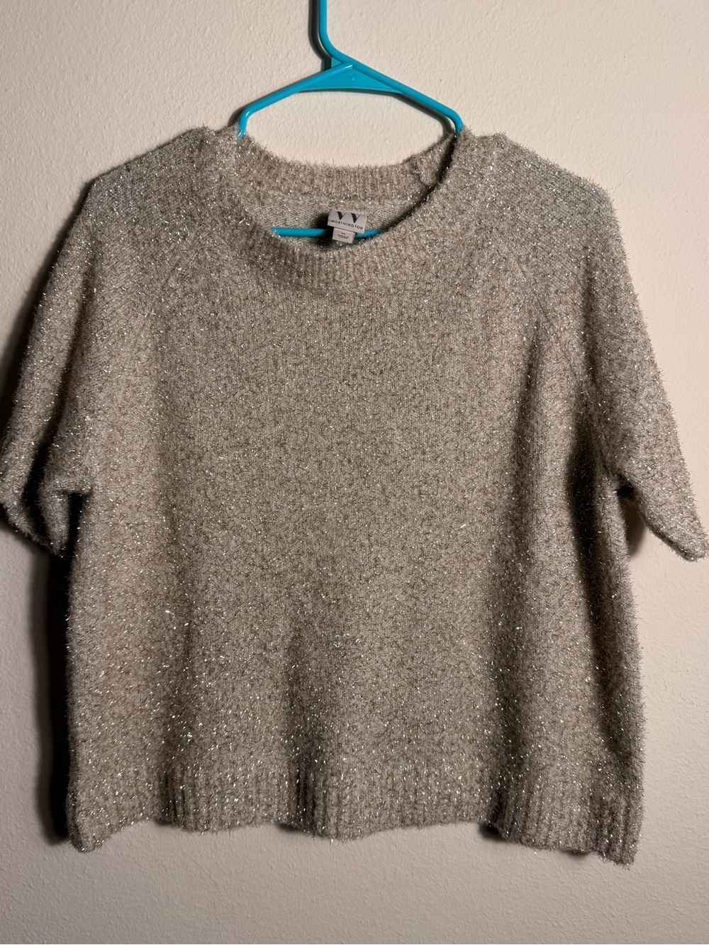 Worthington Gold Sparkle Short-Sleeve Blouse Festive Going Out Holidays